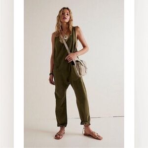Free People/ We the Free High Roller Jumpsuit in Moss Stone Sz M